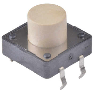 White Button Tactile Switch, SPST 50 mA @ 12 V dc 5mm Through Hole