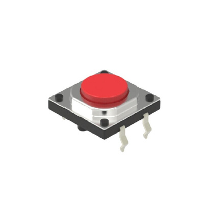 Red Cap Tactile Switch, SPST 50 mA Snap-In