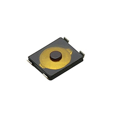 Black Push Plate Tactile Switch, SPST 20 mA @ 15 V dc 0.65 (Dia.)mm Surface Mount