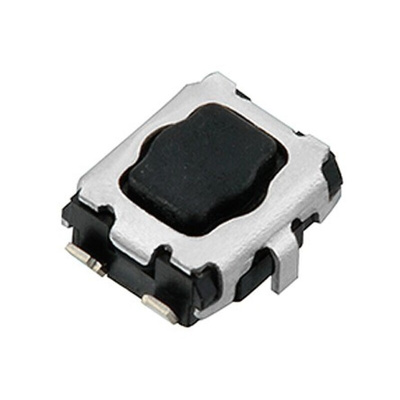 Black Push Plate Tactile Switch, SPST 20 mA @ 15 V dc 2.2mm Surface Mount