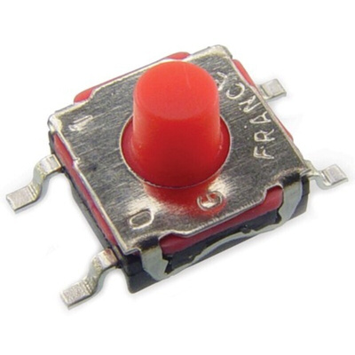 IP67 Red Button Tactile Switch, SPST 50 mA 2.7 (Dia.)mm Surface Mount