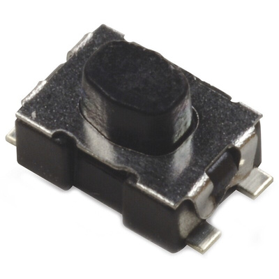 IP40 Black Button Tactile Switch, SPST 50 mA 2.11mm Surface Mount