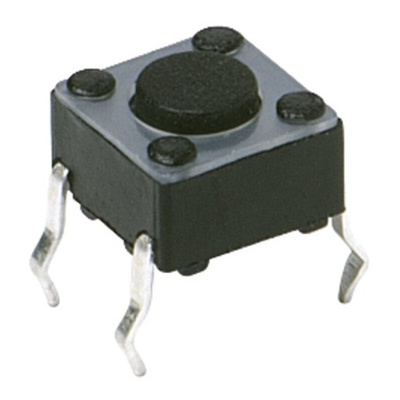 IP40 Red Button Tactile Switch, SPST 50 mA 3.5 (Dia.)mm Through Hole