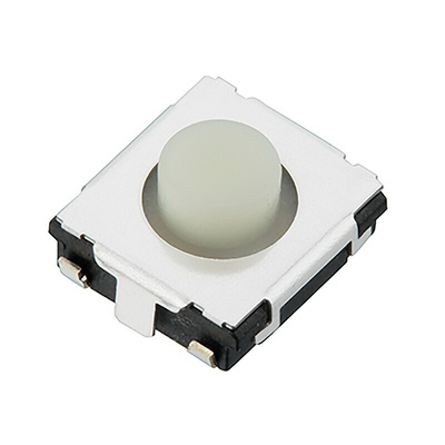 White Push Plate Tactile Switch, SPST 10 μA → 20 mA 1.3mm Surface Mount