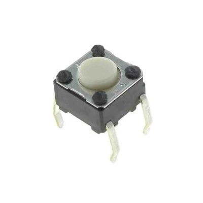 IP00 White Button Tactile Switch, SPST 0.05A 6mm Through Hole