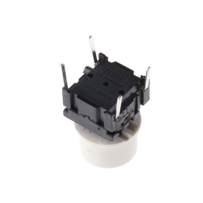IP67 White Tact Switch, SPST 50 mA @ 24 V dc