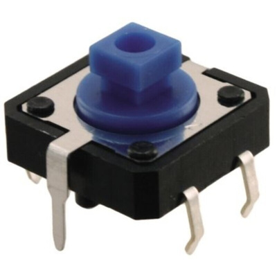 IP00 Blue Plunger Tactile Switch, SPST 50 mA Through Hole