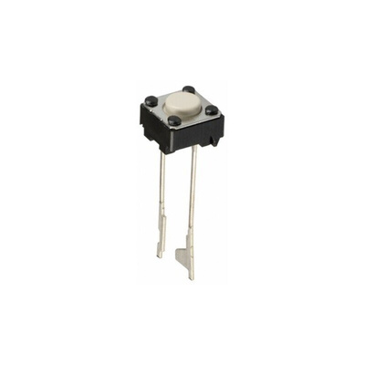 IP00 Ivory Plunger Tactile Switch, SPST 50 mA 6mm Through Hole