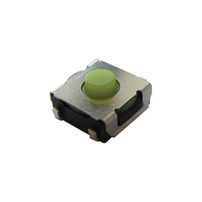 IP67 Green/Yellow Plunger Tactile Switch, SPST 50 mA 0.9mm Surface Mount