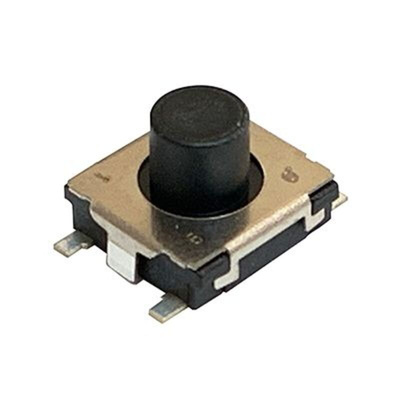 Black Push Plate Tactile Switch, SPST 20 mA 2.5mm Surface Mount