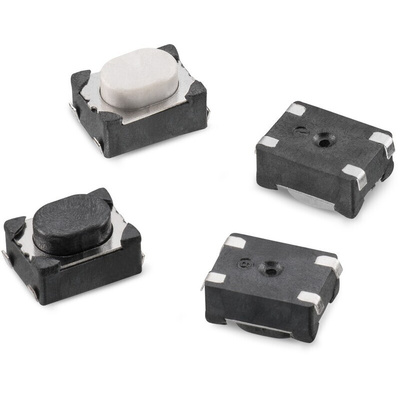 White Plunger Tactile Switch, SPST 50 mA 2.5mm Surface Mount
