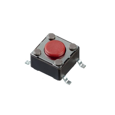 Red Tact Switch, SPST 50mA 7mm Surface Mount