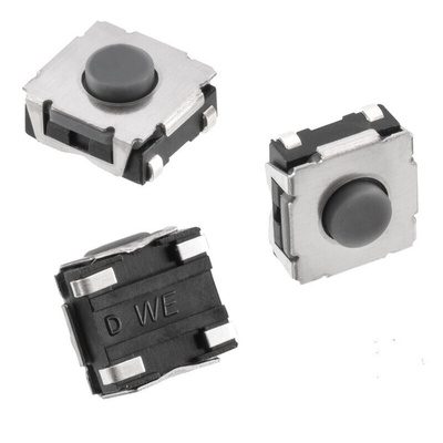 IP67 Grey Tact Switch, SPST 50mA 3mm Surface Mount