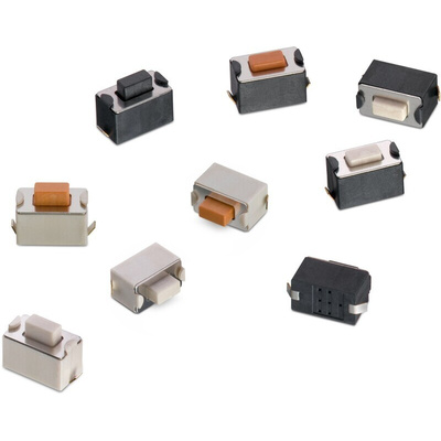 Black, Orange Tact Switch, SPST 50mA 3mm Surface Mount