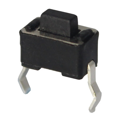 Black Button Tact Switch, SPST 50mA 5mm Through Hole