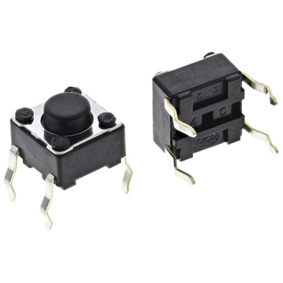 Black Keyboard Switch, SPST 50 mA @ 12 V dc 1.5mm Snap-In