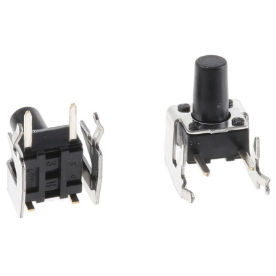 Black Keyboard Switch, SPST 50 mA @ 12 V dc 5.8mm Snap-In