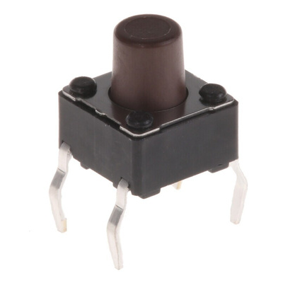 Brown Button Tactile Switch, SPST 50 mA @ 12 V dc 3.5mm