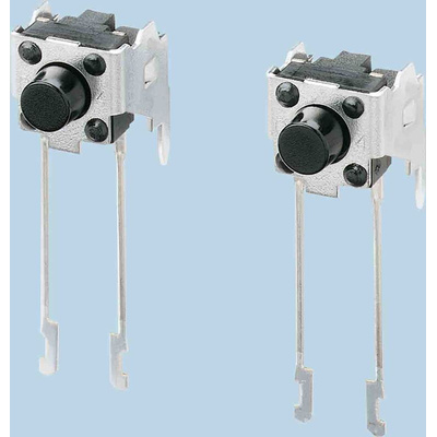 Black Tactile Switch, SPST 20 mA @ 15 V dc 4.75mm