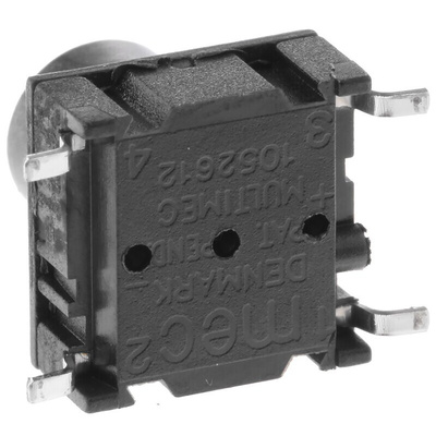 IP67 Black Button Tactile Switch, SPST 50 mA @ 24 V dc 5.9mm PCB