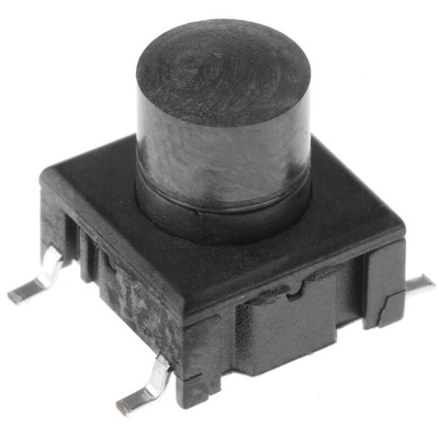 IP67 Black Button Tactile Switch, SPST 50 mA @ 24 V dc 5.9mm PCB