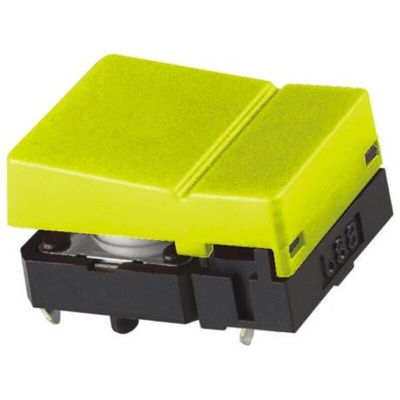 Yellow Button Tactile Switch, SPST 50 mA @ 24 V dc 6.8mm Through Hole