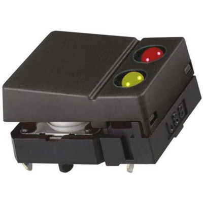 Black Button Tactile Switch, SPST 50 mA @ 24 V dc 6.8mm Through Hole