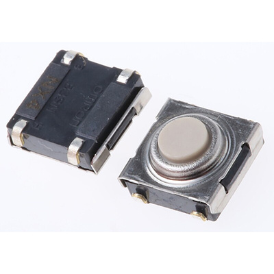 Button Tactile Switch, SPST 50 mA @ 24 V dc Through Hole