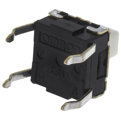 Plunger Tactile Switch, SPST 50 mA @ 24 V dc 3.9mm Through Hole