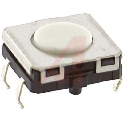 IP67 Yellow Plunger Tactile Switch, SPST 50 mA @ 24 V dc 0.75mm Through Hole