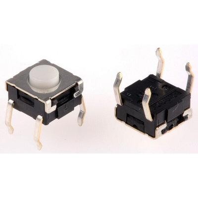 Plunger Tactile Switch, SPST 50 mA @ 24 V dc 0.9mm Through Hole