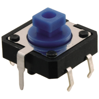 Blue Plunger Tactile Switch, SPST 50 mA @ 24 V dc 3mm Through Hole