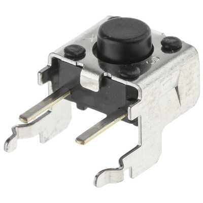 Black Plunger Tactile Switch, SPST 50 mA @ 24 V dc 1.6mm Through Hole