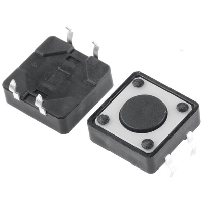 Black Button Tactile Switch, SPST 50 mA @ 24 V dc 0.5mm