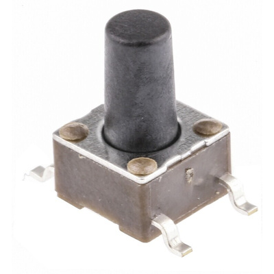 Black Button Tactile Switch, SPST 50 mA @ 24 V dc 5.9mm Surface Mount