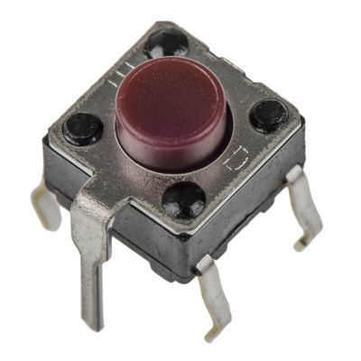 Red Push Plate Tactile Switch, SPST 20 mA 5mm