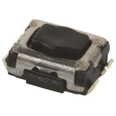 Black Push Plate Tactile Switch, SPST 20 mA 1.7mm
