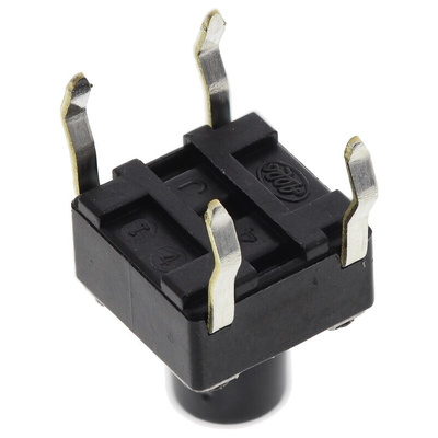 Black Stem Tactile Switch, SPST 50 mA @ 12 V dc 7mm Surface Mount