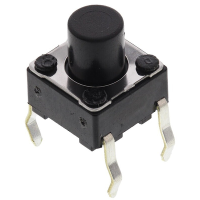 Black Stem Tactile Switch, SPST 50 mA @ 12 V dc 7mm Surface Mount