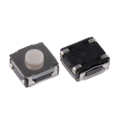 White Stem Tactile Switch, SPST 50 mA @ 12 V dc 3.4mm Surface Mount