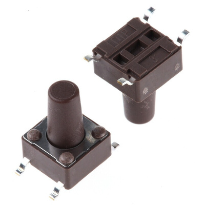 Brown Stem Tactile Switch, SPST 50 mA @ 12 V dc 9.5mm Surface Mount