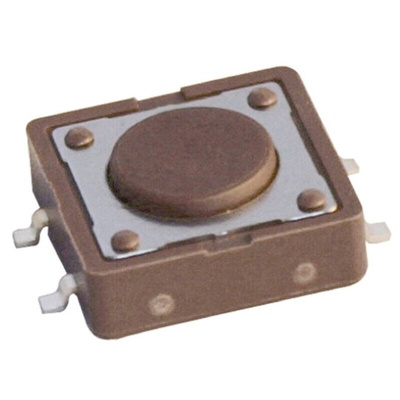Brown Cap Tactile Switch, SPST 50 mA @ 12 V dc 12mm Surface Mount