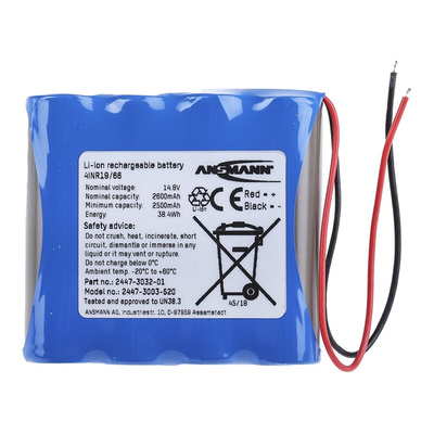 2447-3003 | Ansmann 14.4V Lithium-Ion Rechargeable Battery Pack, 2.6Ah - Pack of 1