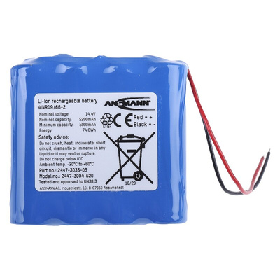 2447-3004 | Ansmann 14.4V Lithium-Ion Rechargeable Battery Pack, 5.2Ah - Pack of 1