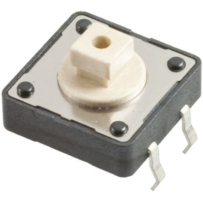 White Button Tactile Switch, SPST 50 mA @ 12 V dc 3.8mm Through Hole