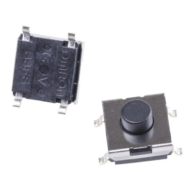 Black Plunger Tactile Switch, SPST 50 mA @ 24 V dc 1.7mm