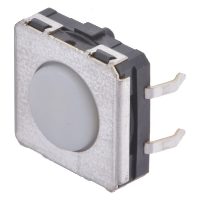 IP67 White Plunger Tactile Switch, SPST 50 mA @ 24 V dc 0.75mm
