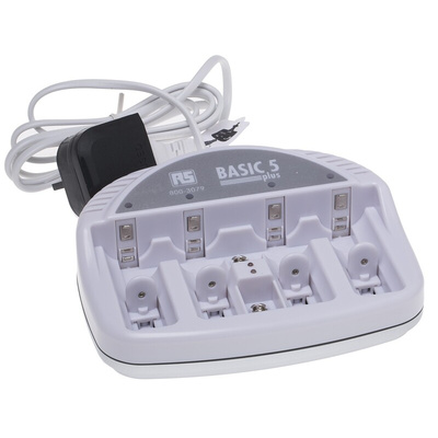RS PRO Battery Charger For NiCd, NiMH 9V, AA, AAA, C, D with EU, UK plug