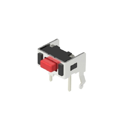 Red Button Tactile Switch, SPST 50 mA Snap-In