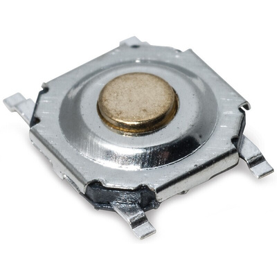 IP40 Gold Button Tactile Switch, SPST 20 mA 2 (Dia.)mm Surface Mount